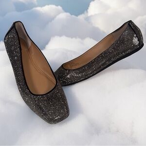 INC Sparkling Silver & Black Flats Size 9.5